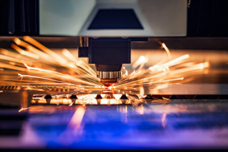 CNC machinery cutting metal