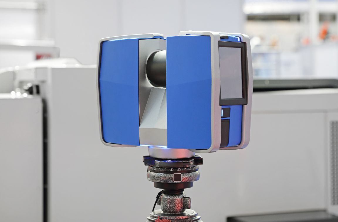 a 3d laser scanner in a room
