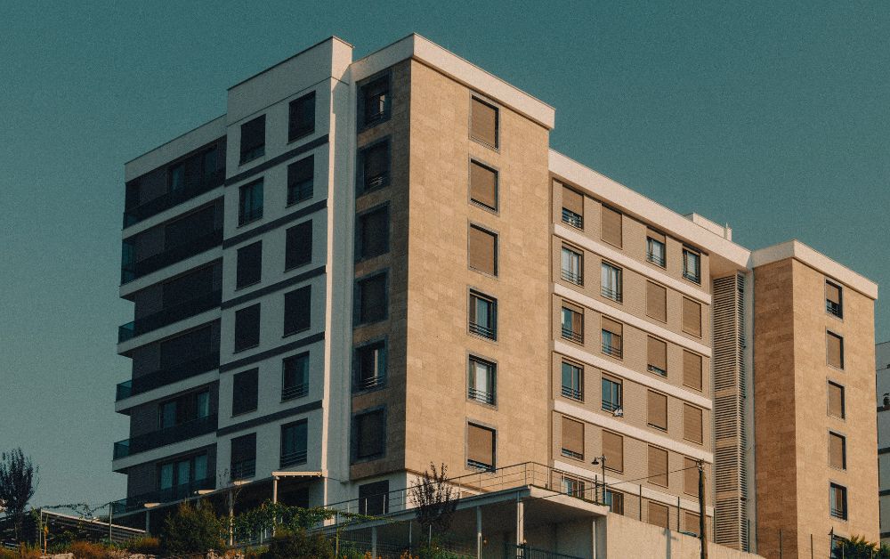 exterior cladding in an apartment building